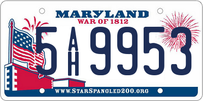 MD license plate 5AH9953