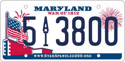 MD license plate 5AI3800