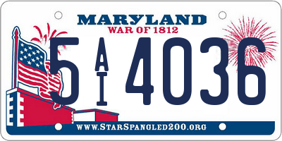 MD license plate 5AI4036