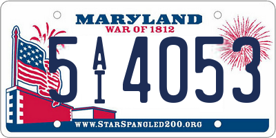 MD license plate 5AI4053