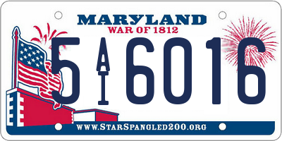 MD license plate 5AI6016