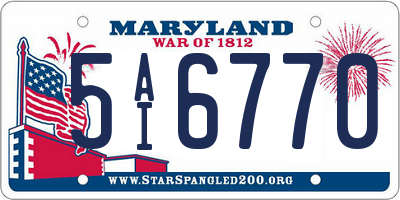 MD license plate 5AI6770