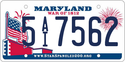 MD license plate 5AI7562