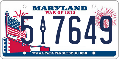 MD license plate 5AI7649