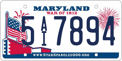 MD license plate 5AI7894