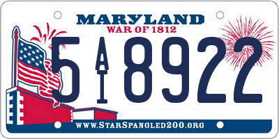 MD license plate 5AI8922