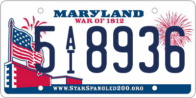 MD license plate 5AI8936
