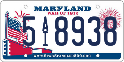 MD license plate 5AI8938