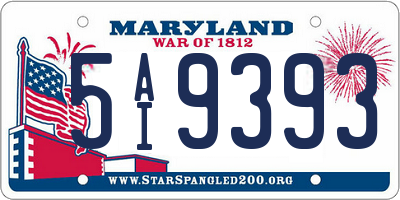 MD license plate 5AI9393