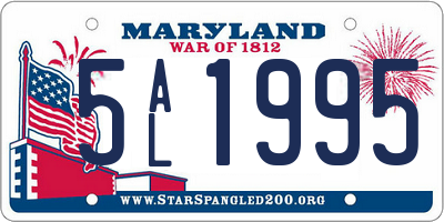 MD license plate 5AL1995