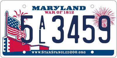 MD license plate 5AL3459