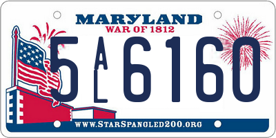 MD license plate 5AL6160