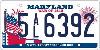MD license plate 5AL6392