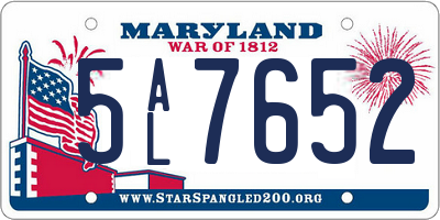 MD license plate 5AL7652
