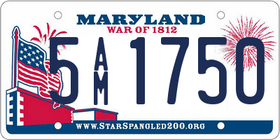 MD license plate 5AM1750