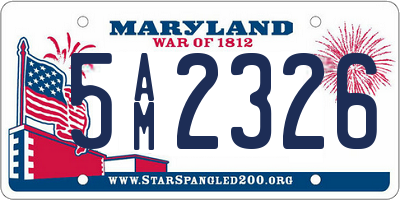 MD license plate 5AM2326
