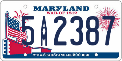 MD license plate 5AM2387