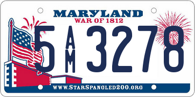 MD license plate 5AM3278