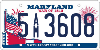 MD license plate 5AM3608