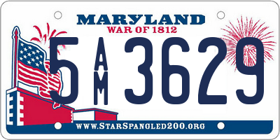 MD license plate 5AM3629