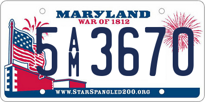MD license plate 5AM3670