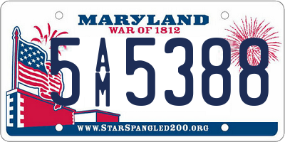 MD license plate 5AM5388