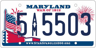 MD license plate 5AM5503