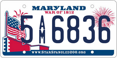 MD license plate 5AM6836