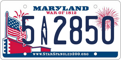 MD license plate 5AN2850