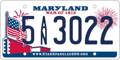 MD license plate 5AN3022