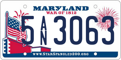 MD license plate 5AN3063
