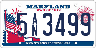 MD license plate 5AN3499