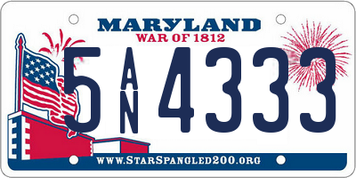 MD license plate 5AN4333