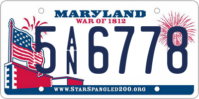 MD license plate 5AN6778