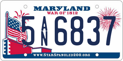 MD license plate 5AN6837