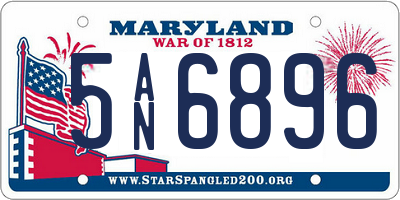 MD license plate 5AN6896