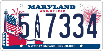 MD license plate 5AN7334