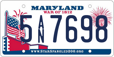 MD license plate 5AN7698