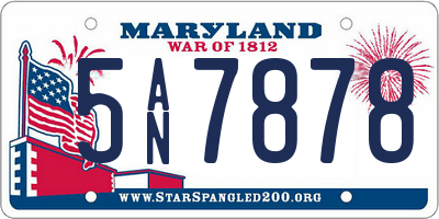 MD license plate 5AN7878