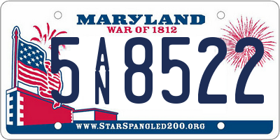 MD license plate 5AN8522