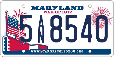 MD license plate 5AN8540
