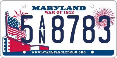 MD license plate 5AN8783