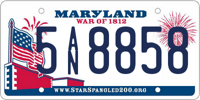 MD license plate 5AN8858