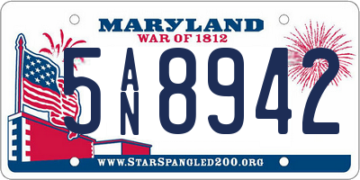 MD license plate 5AN8942
