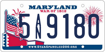 MD license plate 5AN9180