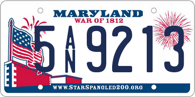 MD license plate 5AN9213