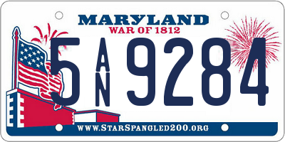 MD license plate 5AN9284