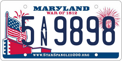 MD license plate 5AN9898