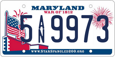 MD license plate 5AN9973