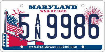 MD license plate 5AN9986